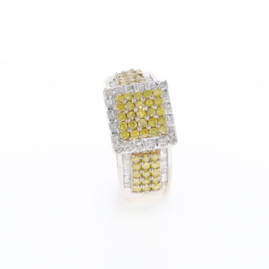 Yellow and White Diamond Filigree Design Ring
