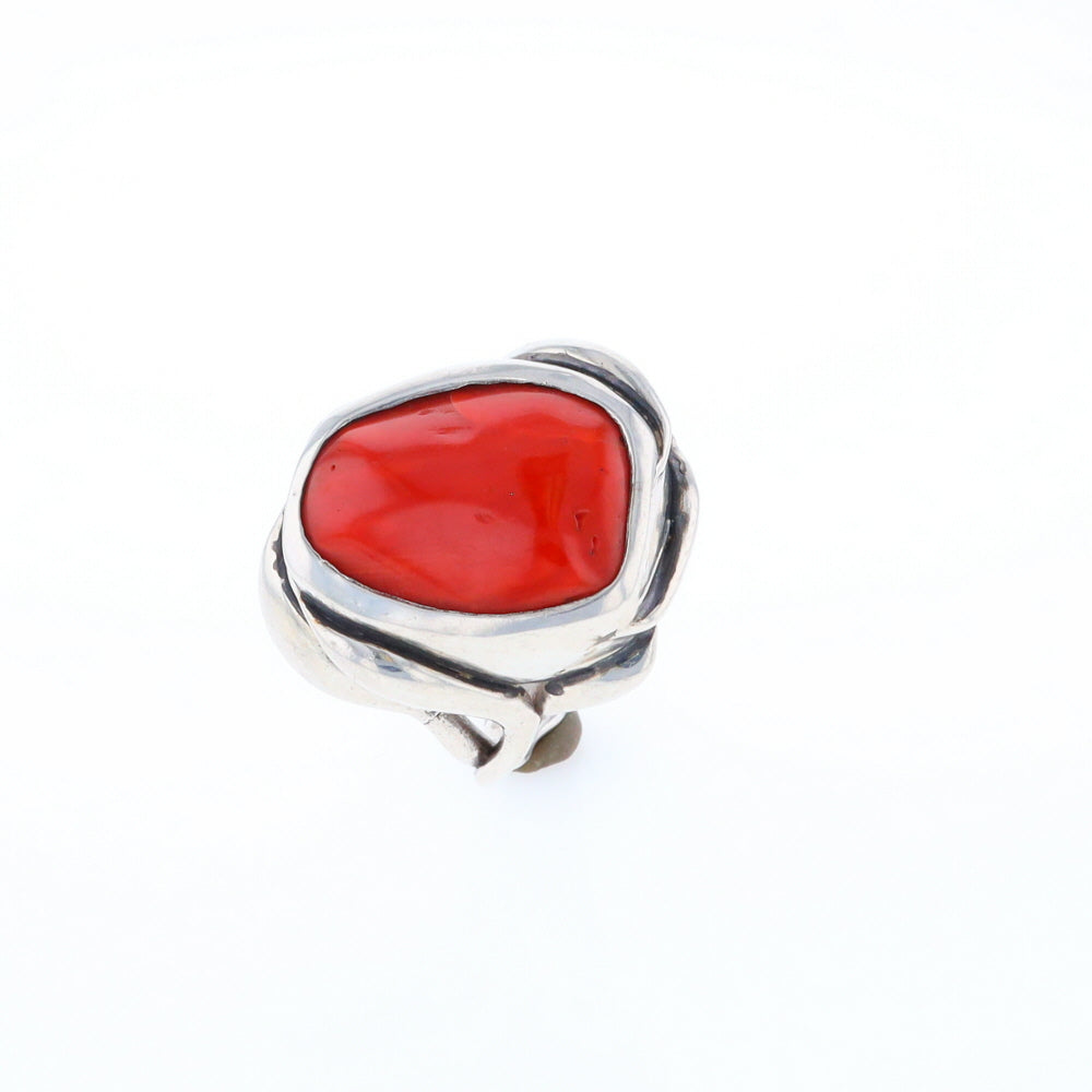 Native Oval Coral Free Form Ring