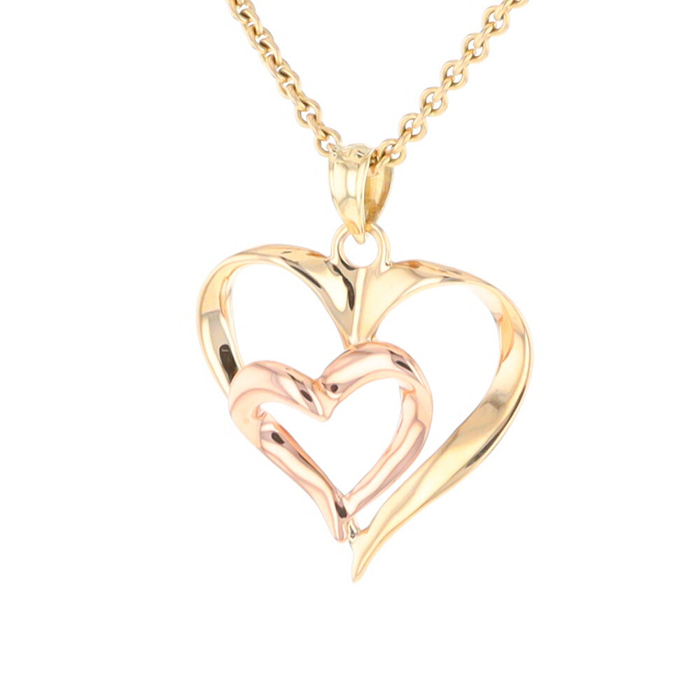 Two-Tone Double Heart Pendant