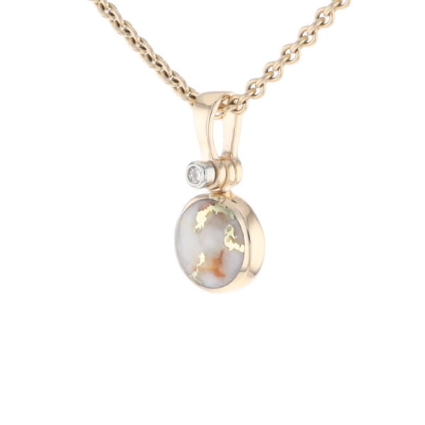 Round Gold Quartz Inlaid Pendant