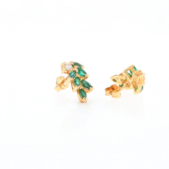 Marquise Emerald Cluster Stud Earrings