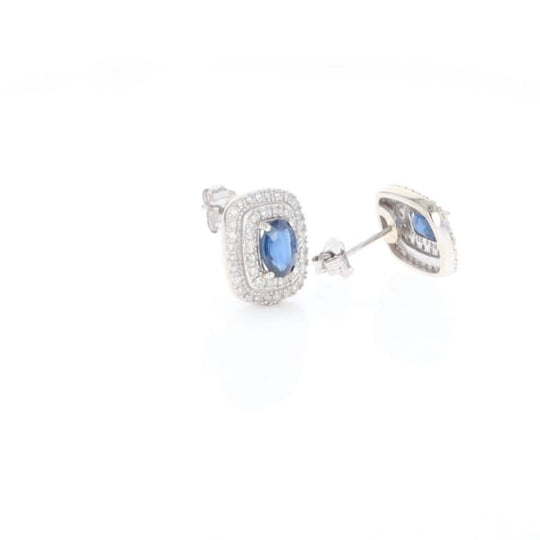Double Halo Sapphire Earrings