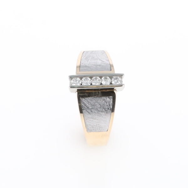 Meteorite Ring Double Sided Inlaid Design with .23ctw Diamonds