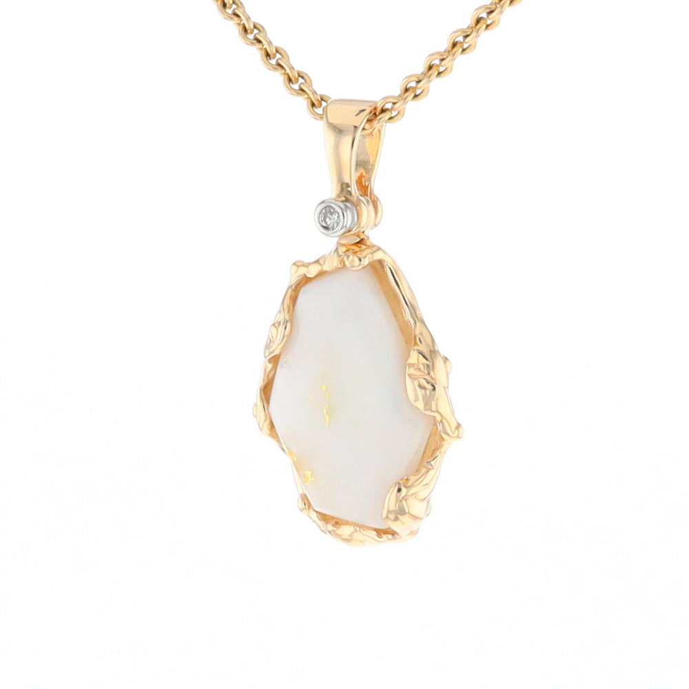 Gold Quartz Freeform Pendant