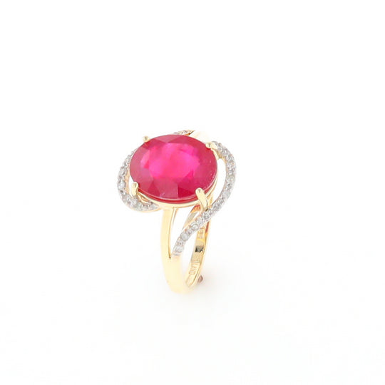 Ruby Bypass Ring with Diamond Accents