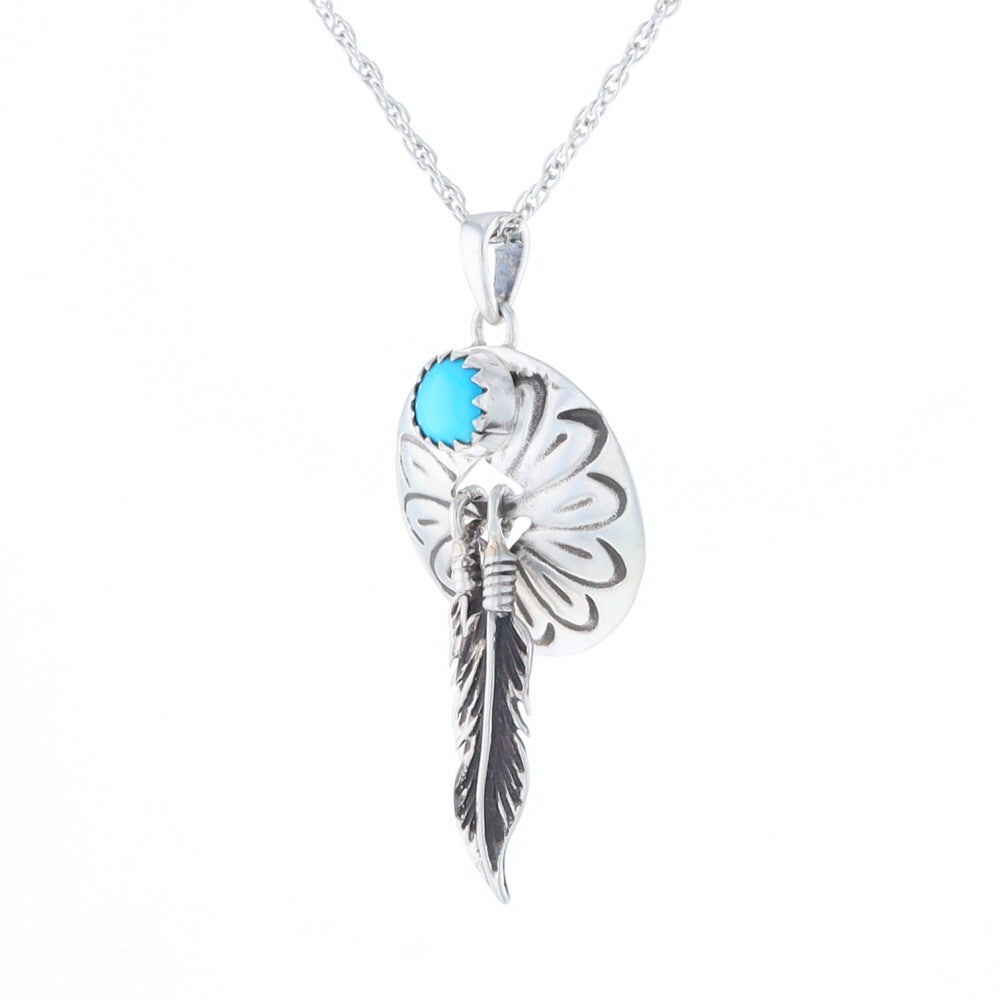 Turquoise Dream Catcher Feather Pendant