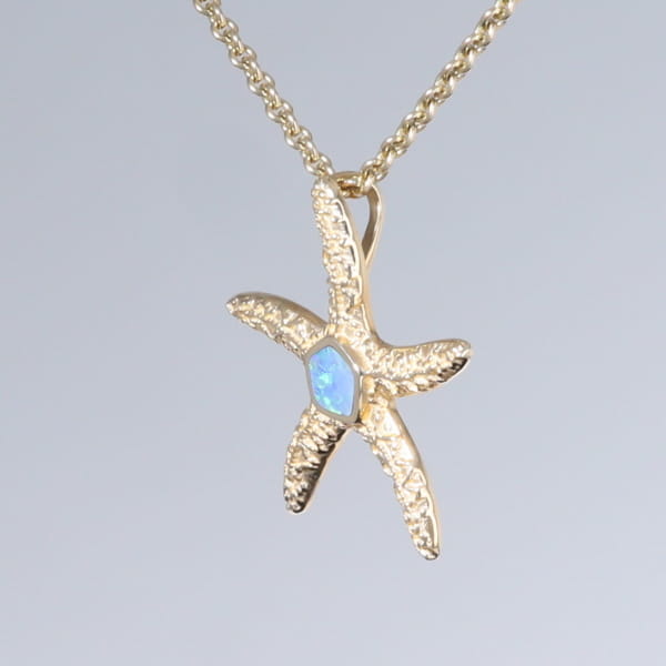 Opal Pendant Inlaid Realistic Star Fish Sea Life Design