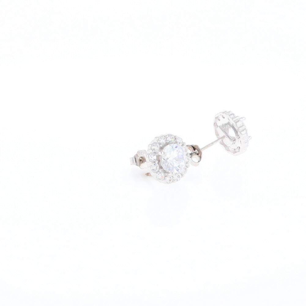 Cubic Zirconia Halo Stud Earrings