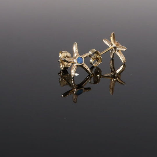 Opal Earrings Inlaid Realistic Star Fish Design Studs