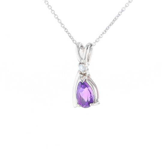 Amethyst Pear Ribbon Necklace