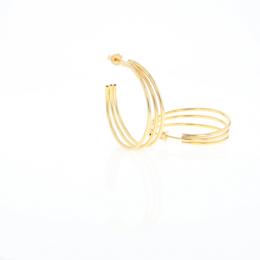 Three Bar Gold Hoop Earrings