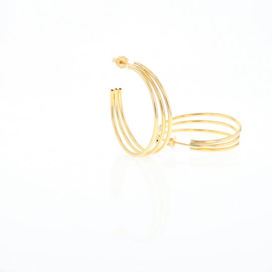 Three Bar Gold Hoop Earrings