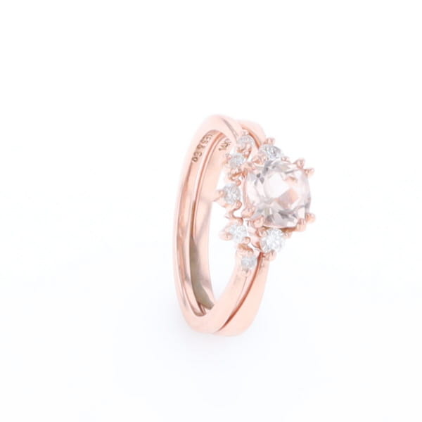 Two Ring Morganite Wedding Set