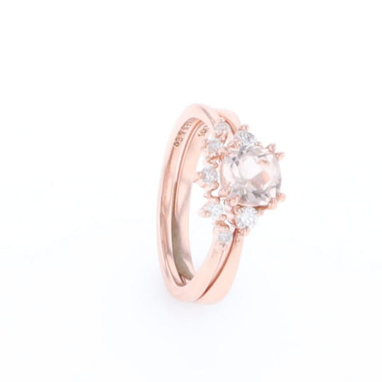 Two Ring Morganite Wedding Set