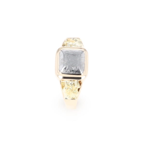 Meteorite & Gold Nugget Ring