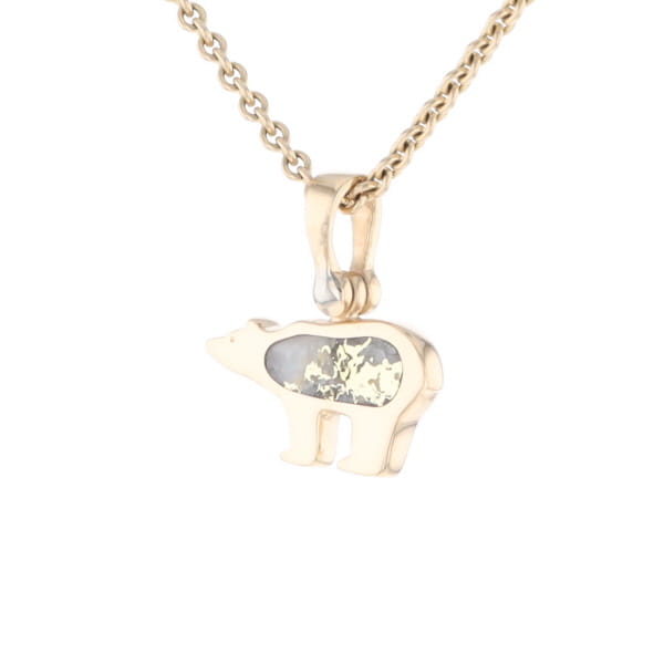 Gold Quartz Inlaid Polar Bear Pendant