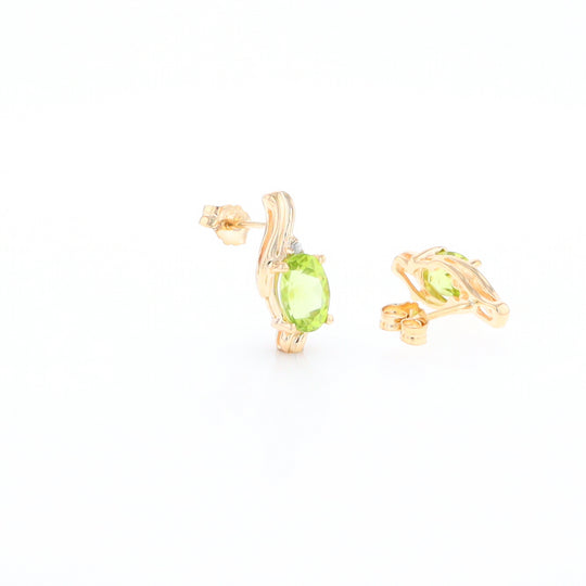 Peridot Ribbon Stud Earrings