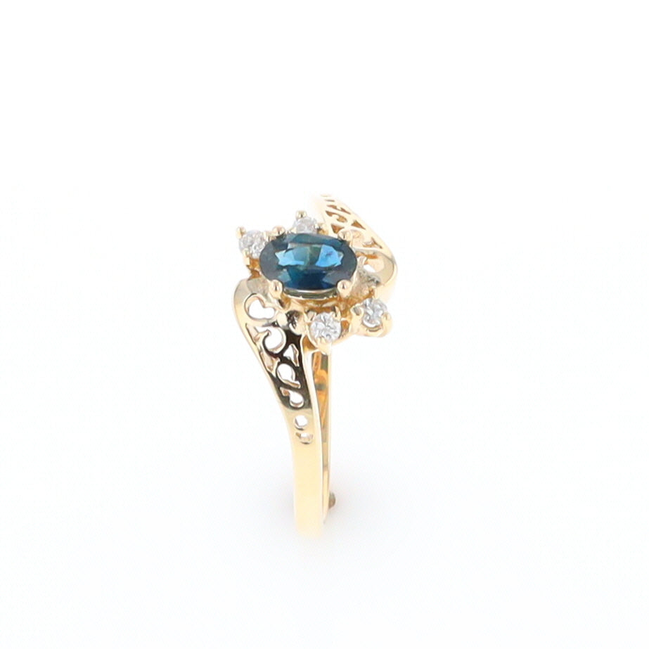 Oval Sapphire Diamond Bypass Ring