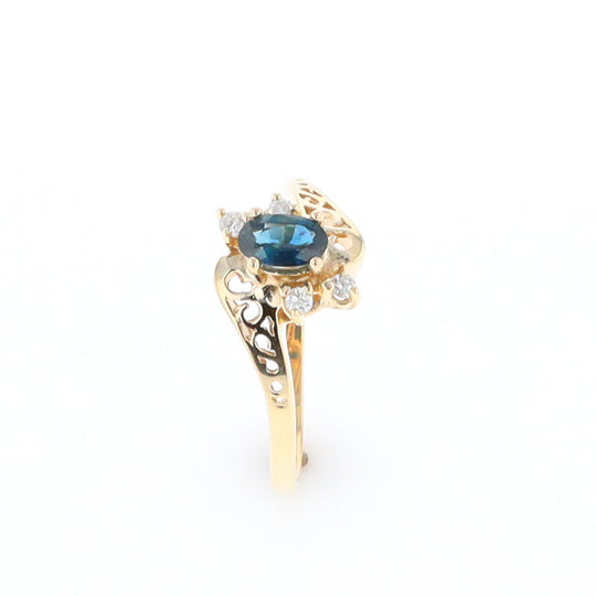 Oval Sapphire Diamond Bypass Ring