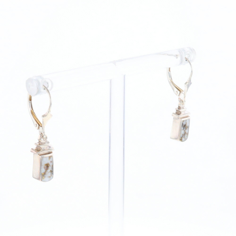 Sterling Silver Gold Quartz Inlaid Earrings - G3