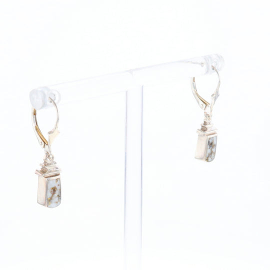 Sterling Silver Gold Quartz Inlaid Earrings - G3