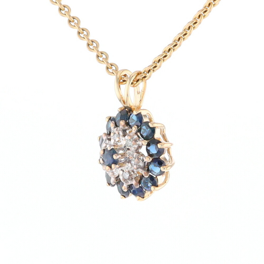 Round Diamond & Sapphire Cluster Pendant