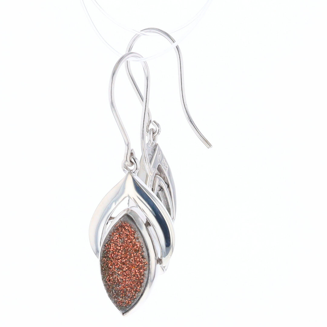 Druzy Quartz Sterling Silver Dangle Earrings