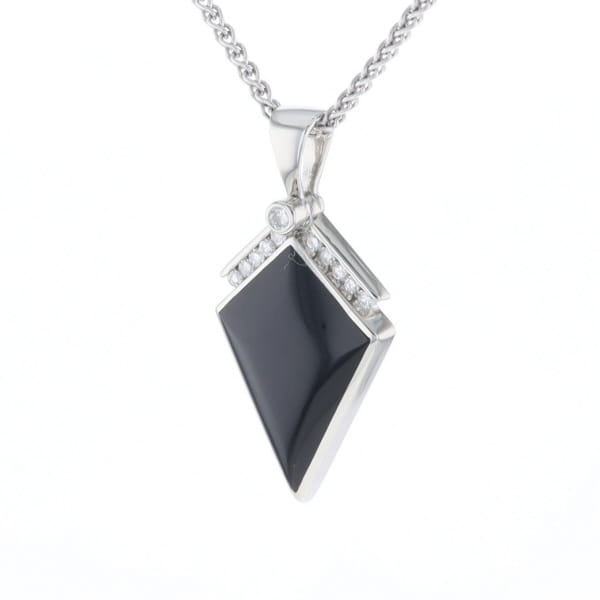 Onyx Kite Design Inlay .19Ctw Diamond Pendant