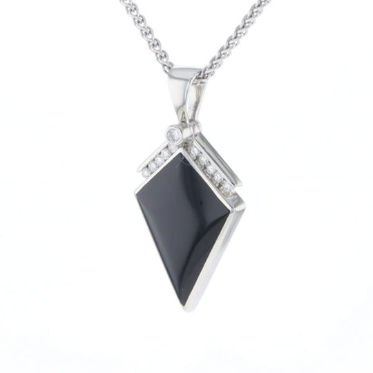 Onyx Kite Design Inlay .19Ctw Diamond Pendant