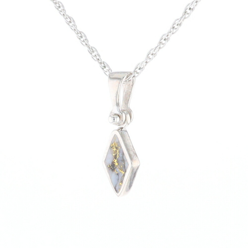 Sterling Silver Gold Quartz Inlaid Diamond Pendant - G3