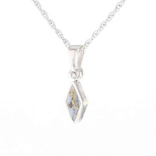 Sterling Silver Gold Quartz Inlaid Diamond Pendant - G3