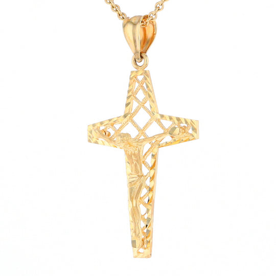 Gold Mesh Crucifix Pendant