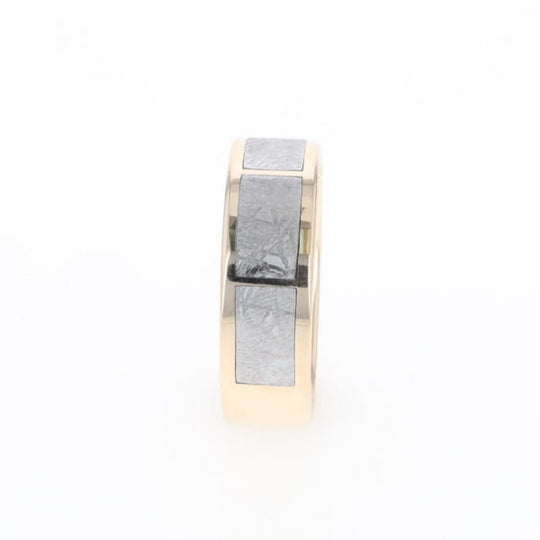 3 Section Men's Meteorite  Milgrain Topped Ring