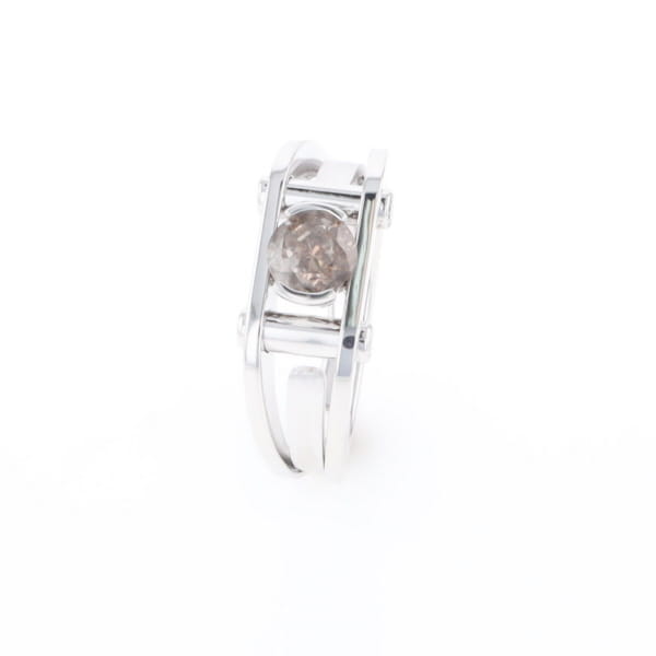 Men's Contemporary White Gold Industrial Brown Diamond Ring