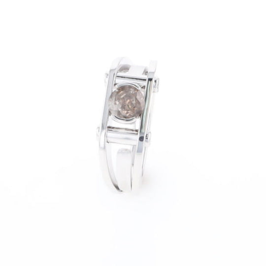 Men's Contemporary White Gold Industrial Brown Diamond Ring