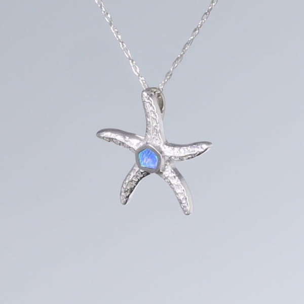 Opal Pendant Inlaid Realistic Star Fish Design
