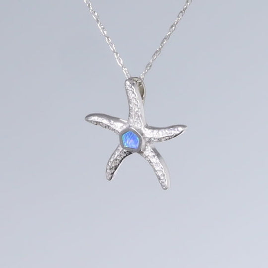 Opal Pendant Inlaid Realistic Star Fish Design