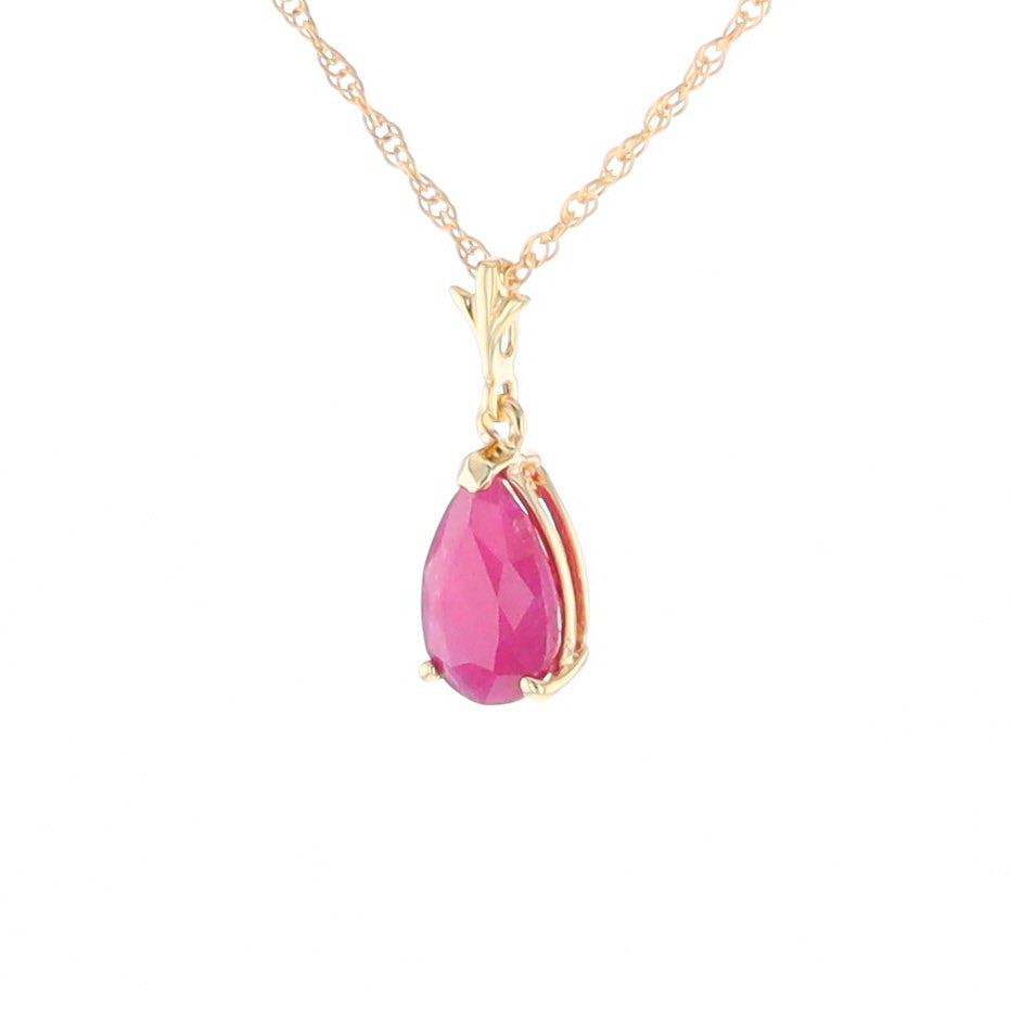 Pear Ruby Solitaire Necklace