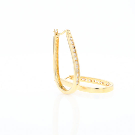 U-Shaped Channel Set Diamond Hoop Earrings