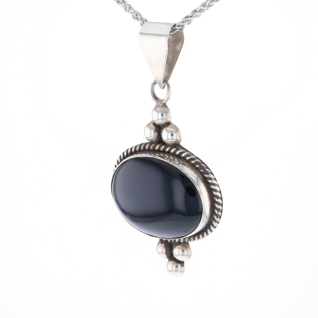 Bezel Set Onyx Beaded Pendant