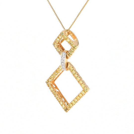 Yellow Sapphire Double Square Necklace