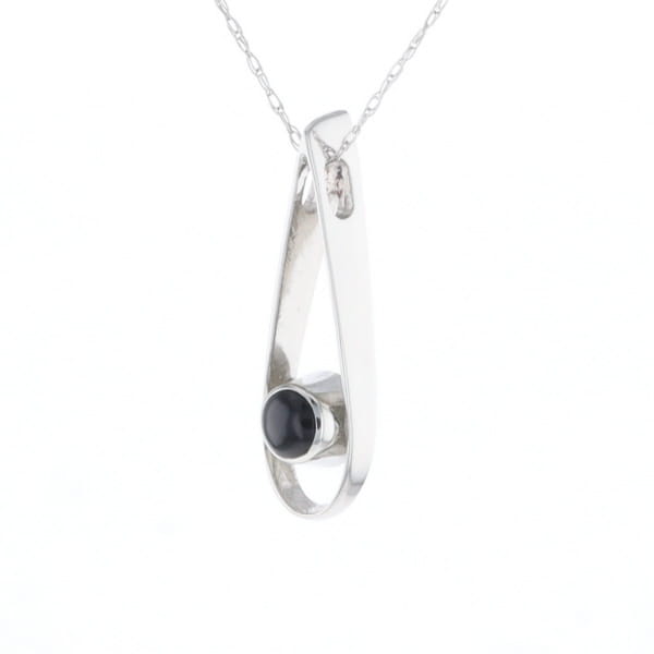 Open Teardrop Round Onyx Inlaid Pendant