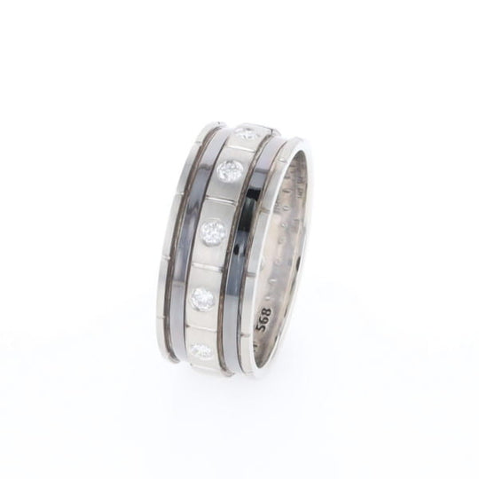 Contemporary Men's Comfort Fit Wedding Band With Diamonds