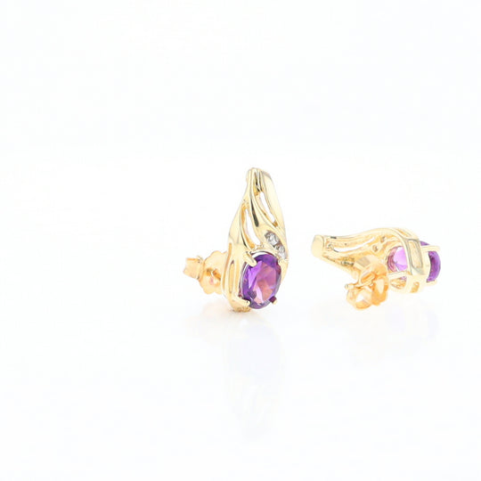 Amethyst and Diamond Pear Shaped Earrings