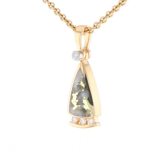 Gold Quartz Triangle Inlaid Pendant with 0.08ctw Diamonds - G2