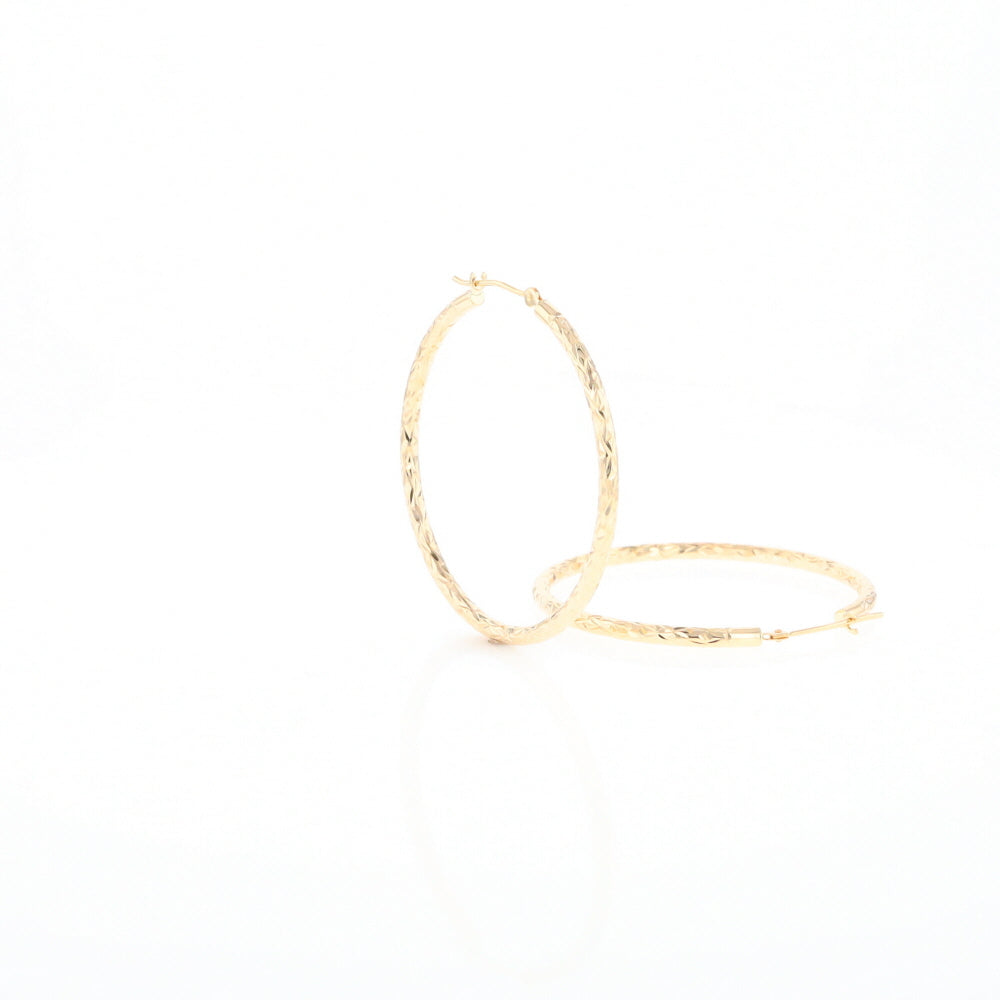 Textured Hollow Diamond Cut Hoop Earrings