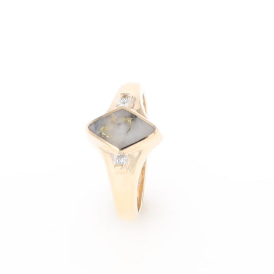G2 Gold Quartz Ring Diamond Shape Inlaid with 0.05ctw Round Diamonds