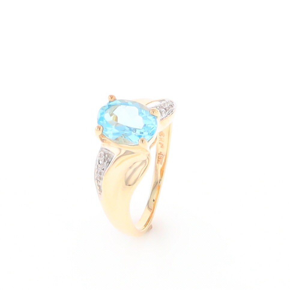 Blue Topaz Ring with Diamond Accents