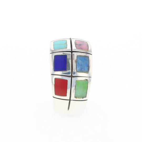 Native Silver Multi Stone Inlaid Ring