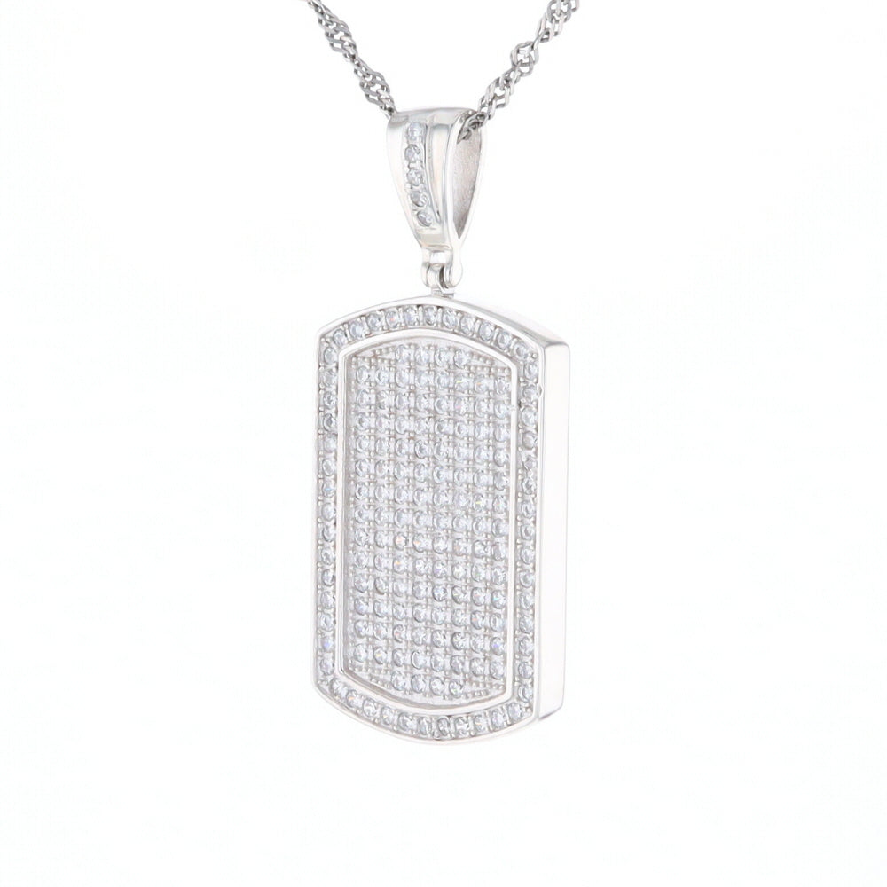 Cubic Zirconia Dog Tag Pendant